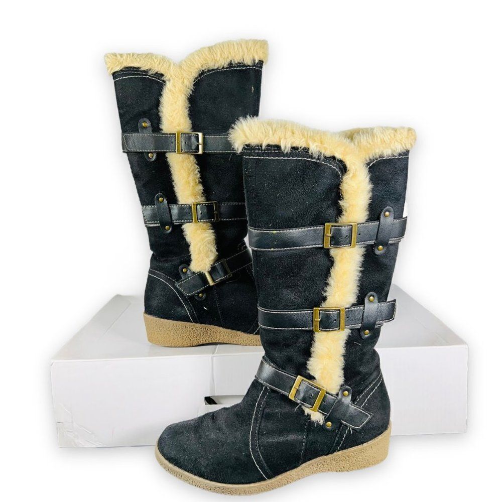 Nine West Darrion Winter Casual Boots Black Youth 4M‎